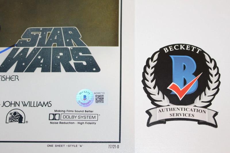 GEORGE LUCAS SIGNED STAR WARS EPISODE IV MOVIE FILM POSTER BECKETT COA DIRECTOR - 2