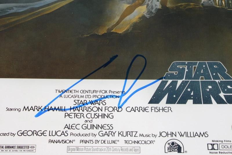 GEORGE LUCAS SIGNED STAR WARS EPISODE IV MOVIE FILM POSTER BECKETT COA DIRECTOR - 3
