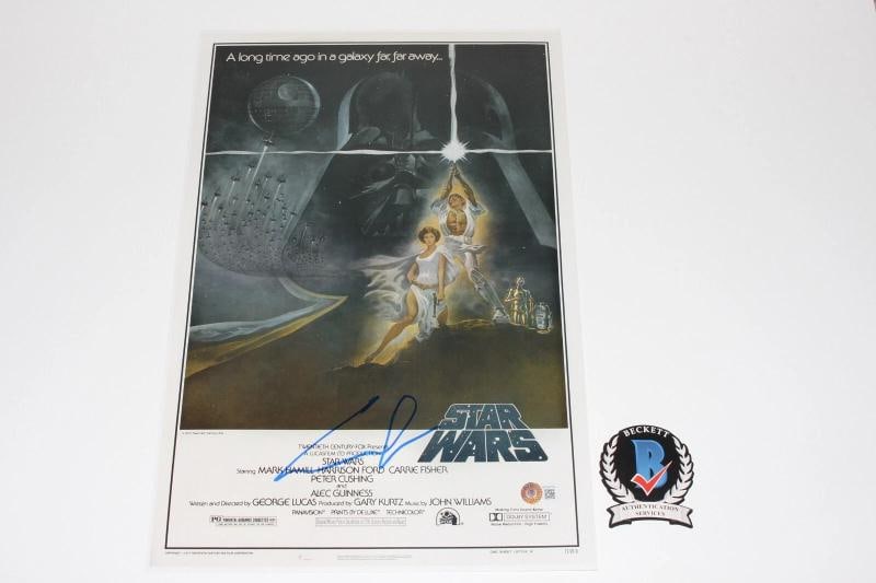 GEORGE LUCAS SIGNED STAR WARS EPISODE IV MOVIE FILM POSTER BECKETT COA DIRECTOR - 4