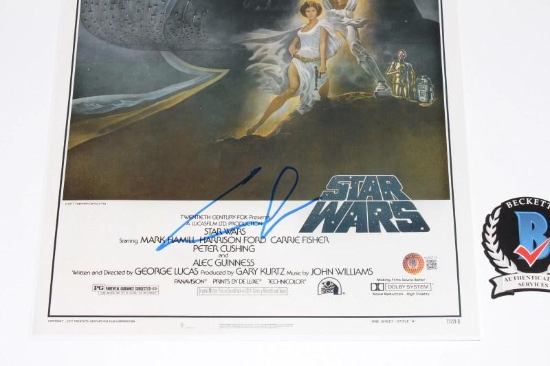 GEORGE LUCAS SIGNED STAR WARS EPISODE IV MOVIE FILM POSTER BECKETT COA DIRECTOR - 5