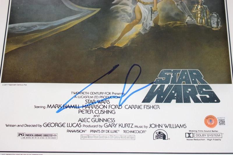 GEORGE LUCAS SIGNED STAR WARS EPISODE IV MOVIE FILM POSTER BECKETT COA DIRECTOR - 6