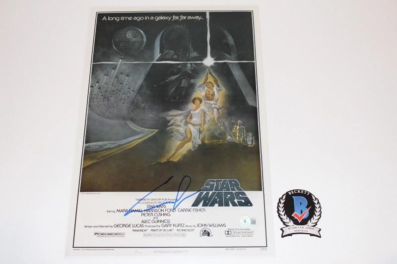 GEORGE LUCAS SIGNED STAR WARS EPISODE IV MOVIE FILM POSTER BECKETT COA DIRECTOR - 7