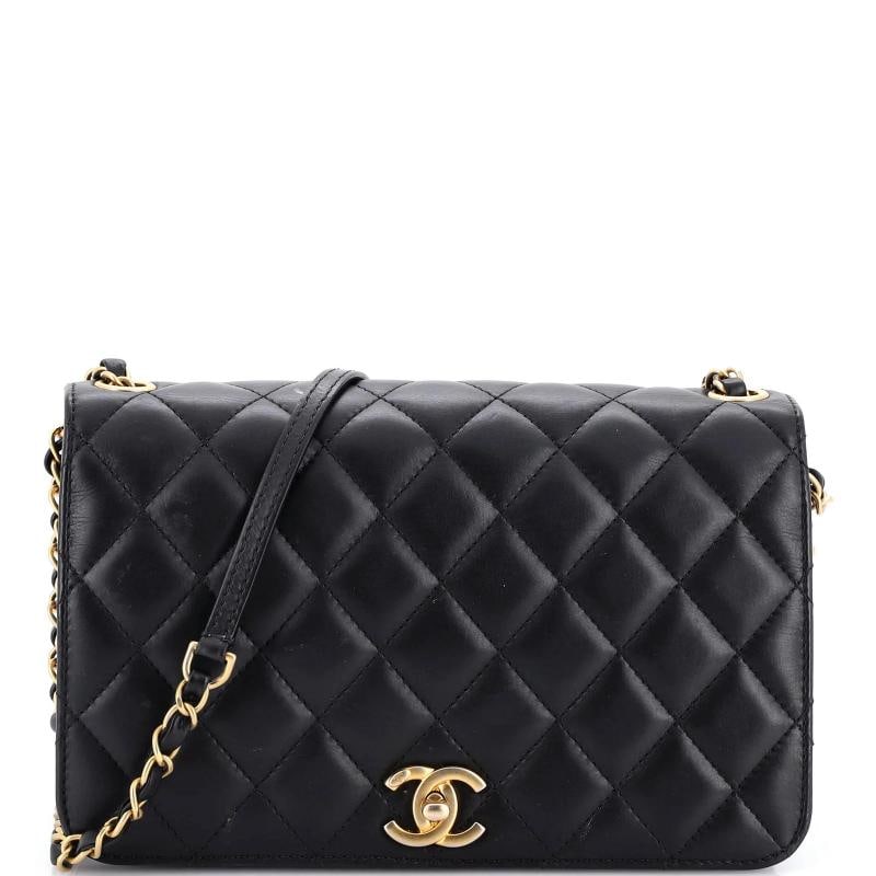 Chanel CC Side Chain Full Flap Bag Quilted Calfskin Medium: Condition: Pre-owned - Good,Brand: Chanel,Exterior Material: Leather,Style: Cross Body Bags,Exterior Color: Black,Department: Women,Size: Medium
