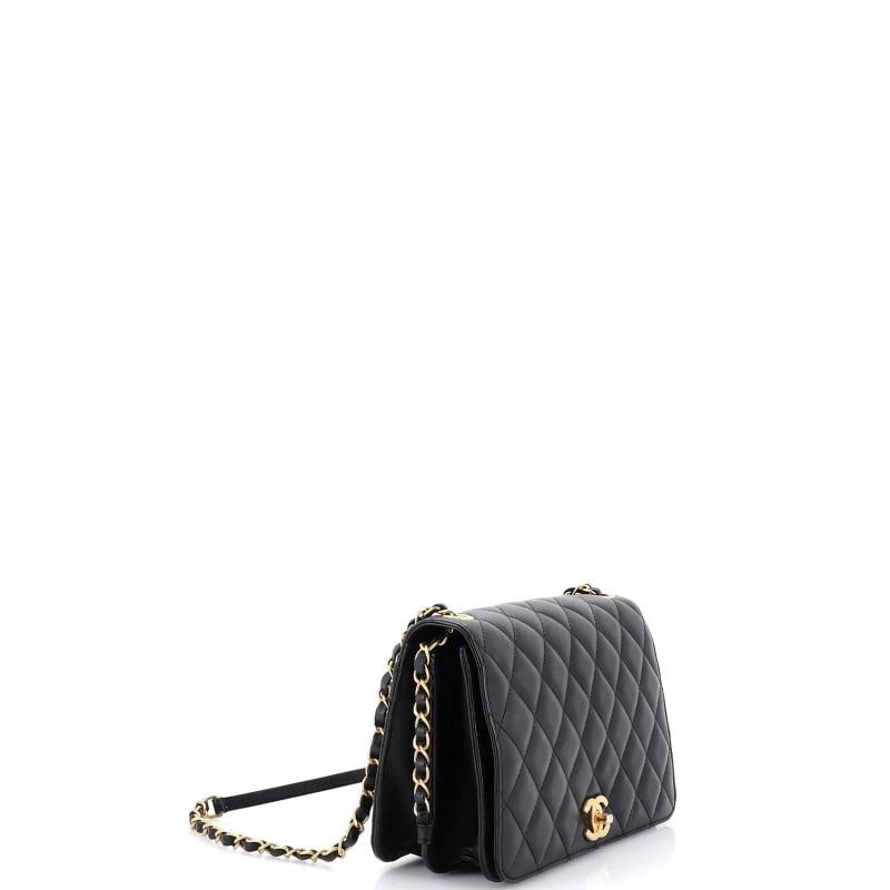 Chanel CC Side Chain Full Flap Bag Quilted Calfskin Medium - 2