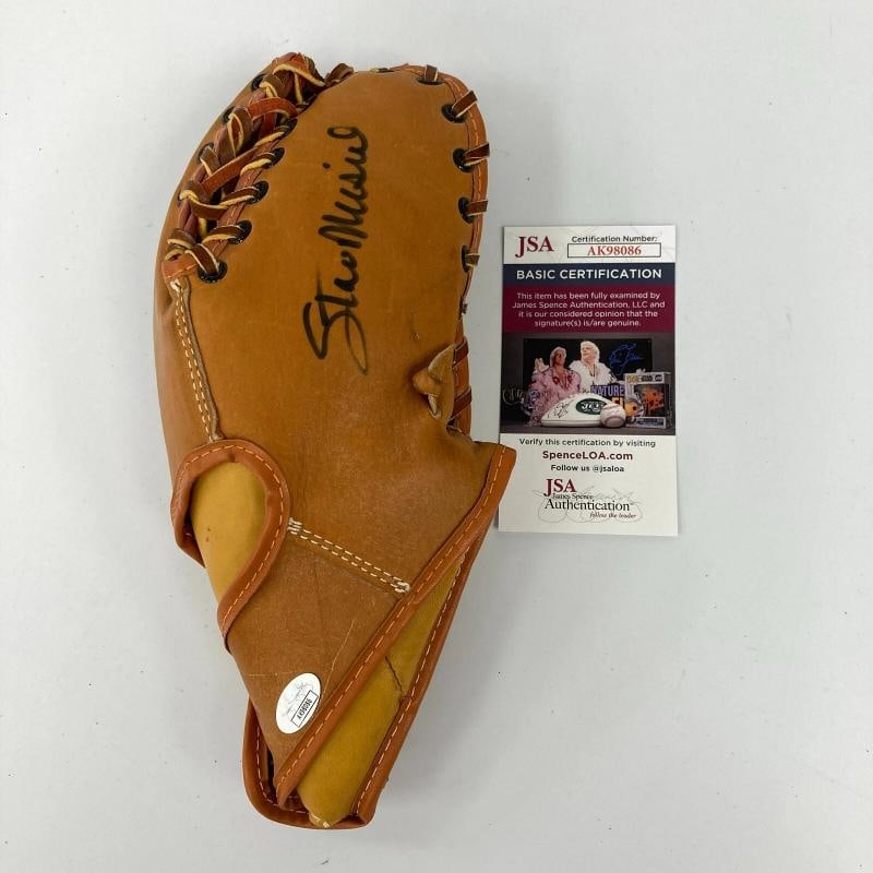 Stan Musial Signed 1940's Wilson Game Model Baseball Glove JSA COA: Sport: Baseball,Player: Stan Musial,Signed: Yes,Original/Reprint: Original,Autograph Authentication: James Spence Authentication (JSA),Product: Ball,Country of Origin: United States