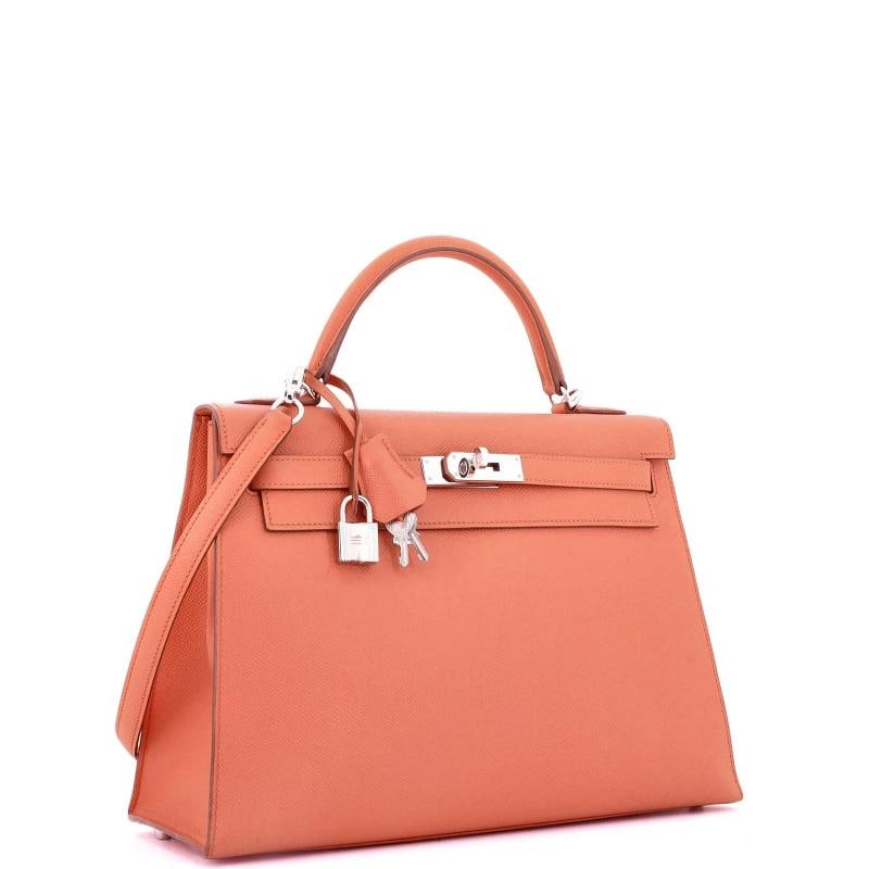 Hermes Kelly Handbag Pink Epsom with Palladium Hardware 32 - 2