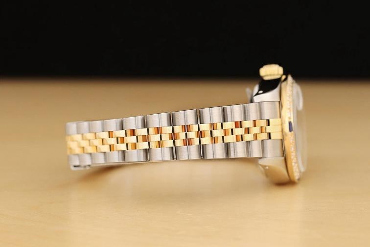 ROLEX LADIES DATEJUST 69173 BLACK SAPPHIRE DIAMOND 18K YELLOW GOLD STEEL WATCH - 8