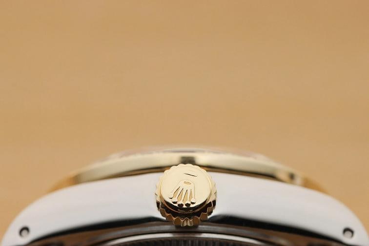 ROLEX LADIES DATEJUST 69173 BLACK SAPPHIRE DIAMOND 18K YELLOW GOLD STEEL WATCH - 9