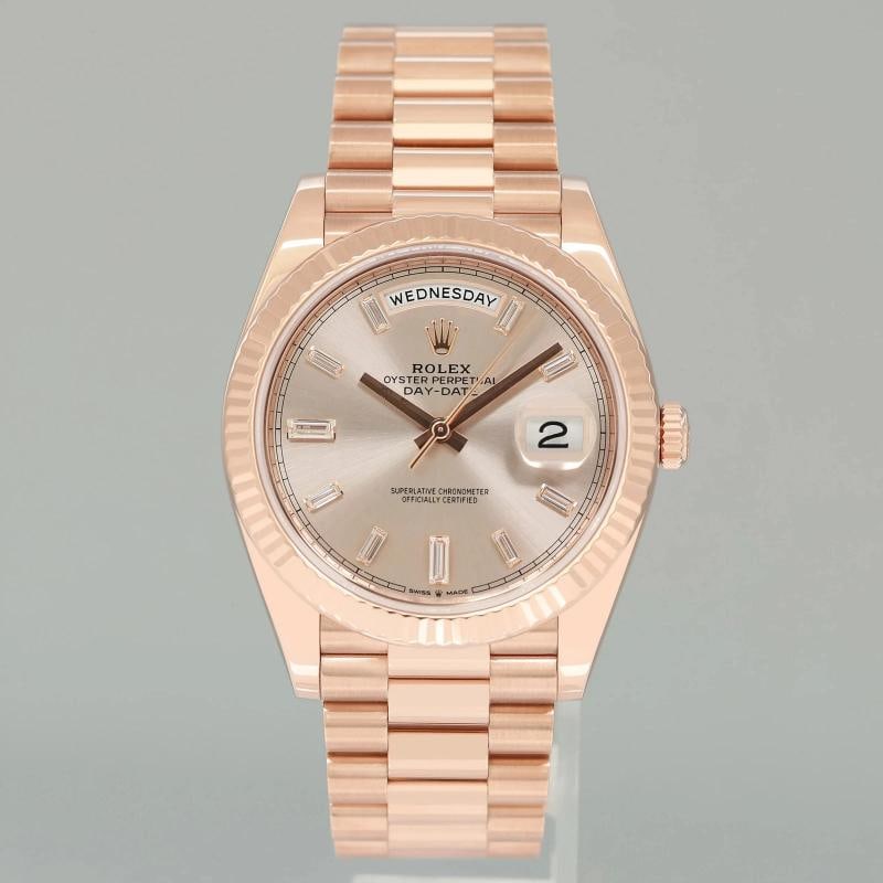 PAPERS MINT 2020 Rolex President 40mm Rose Gold Sundust Diamond 228235 Watch Box - 2