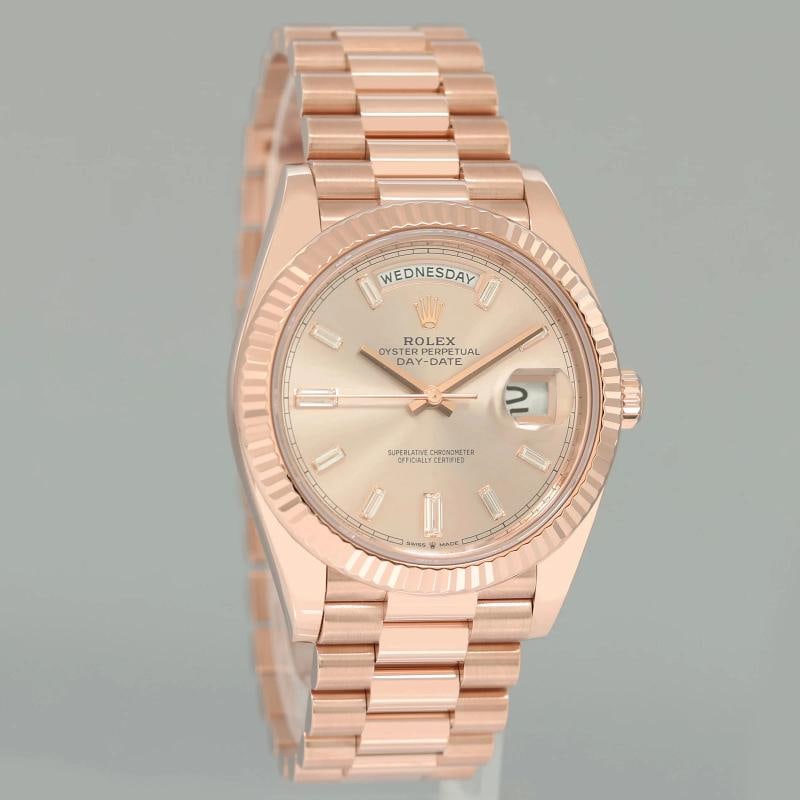PAPERS MINT 2020 Rolex President 40mm Rose Gold Sundust Diamond 228235 Watch Box - 3
