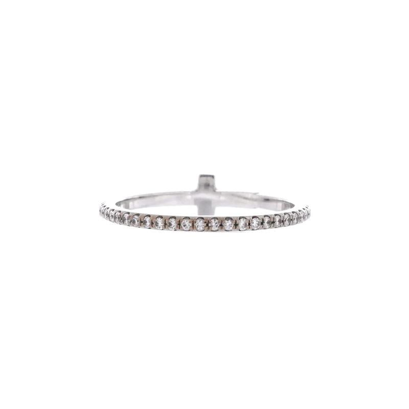 Tiffany & Co. T Wire Band Ring 18K White Gold with Pave Diamonds - 3