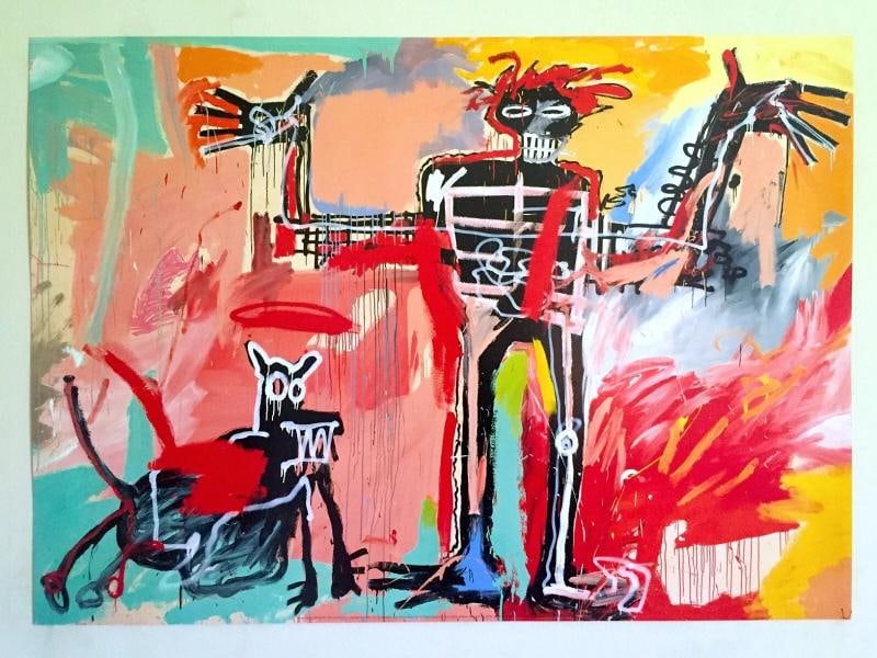 JEAN MICHEL BASQUIAT RARE LITHOGRAPH PRINT " BOY&DOG IN A JOHNNYPUMP " 1982 - 12