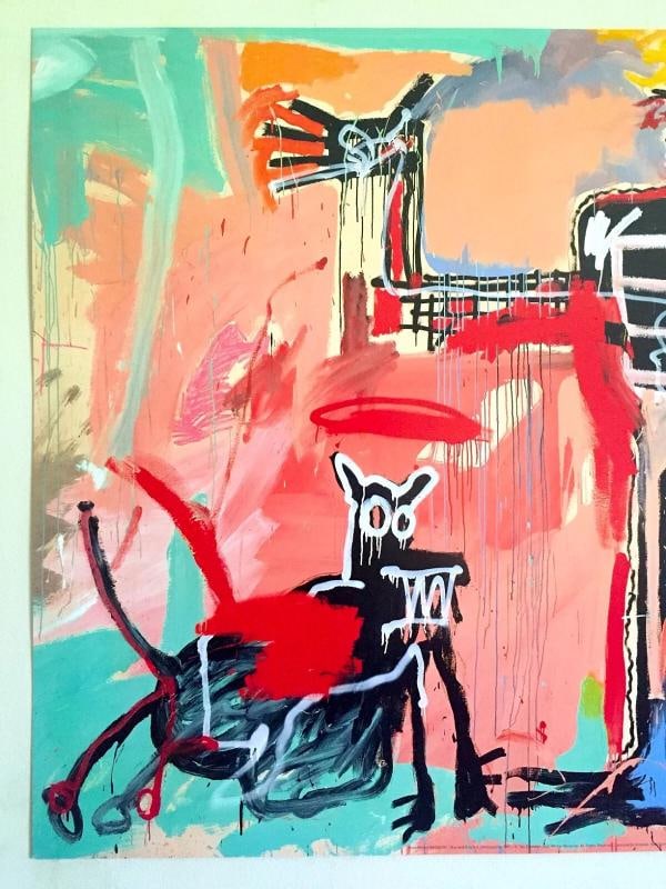 JEAN MICHEL BASQUIAT RARE LITHOGRAPH PRINT " BOY&DOG IN A JOHNNYPUMP " 1982 - 2