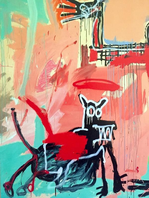 JEAN MICHEL BASQUIAT RARE LITHOGRAPH PRINT " BOY&DOG IN A JOHNNYPUMP " 1982 - 4