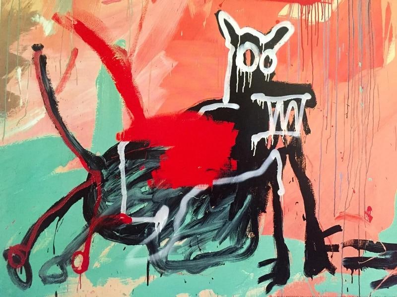 JEAN MICHEL BASQUIAT RARE LITHOGRAPH PRINT " BOY&DOG IN A JOHNNYPUMP " 1982 - 7