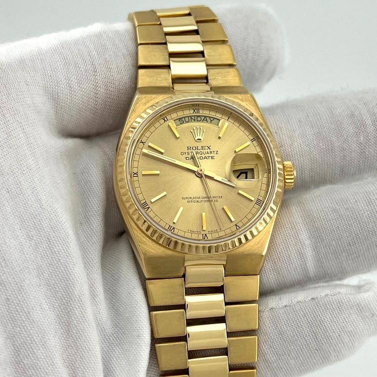 Rolex Day Date Oysterquartz 19018 36mm Champagne Dial 18K Yellow Gold - 4