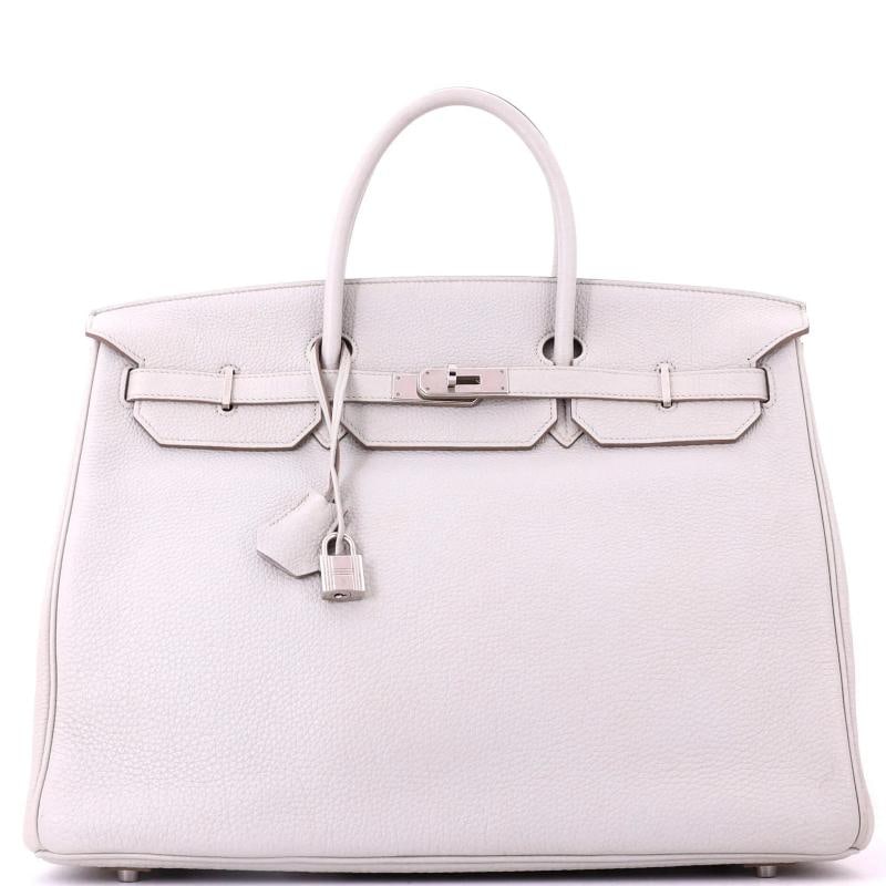 Hermes Birkin Handbag Grey Togo with Palladium Hardware 40: Condition: Pre-owned - Good,Brand: Hermes,Exterior Material: Leather,Style: Totes,Exterior Color: Gray,Department: Women,Size: 40,Accessories: Clochette, Keys, Lock Condition: Very good. Exterior: scu