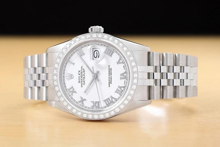 ROLEX MENS DATEJUST 16014 18K GOLD STEEL WHITE ROMAN DIAMOND JUBILEE WATCH - 3