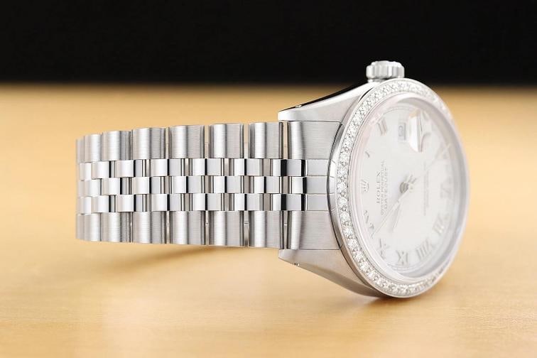 ROLEX MENS DATEJUST 16014 18K GOLD STEEL WHITE ROMAN DIAMOND JUBILEE WATCH - 7