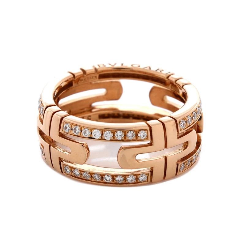 Bvlgari Parentesi Band Ring 18K Rose Gold with Diamonds 8mm - 3