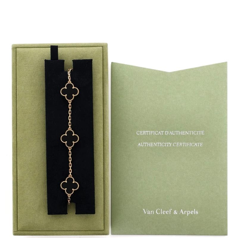 Van Cleef & Arpels Vintage Alhambra 5 Motifs Bracelet 18K Yellow Gold and Onyx - 2