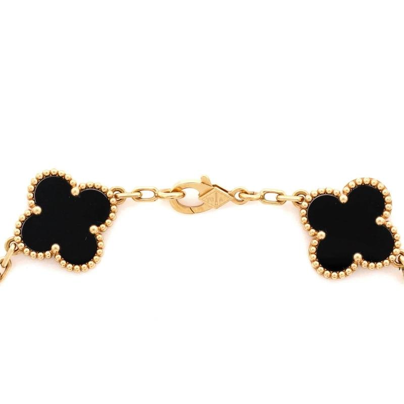 Van Cleef & Arpels Vintage Alhambra 5 Motifs Bracelet 18K Yellow Gold and Onyx - 4
