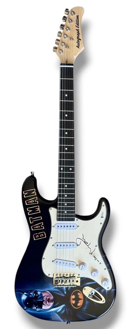 Michael Keaton & Jack Nicholson Signed Guitar Set of 2 JSA COA Batman The Joker - 4