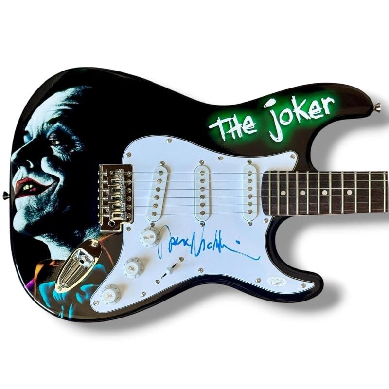 Michael Keaton & Jack Nicholson Signed Guitar Set of 2 JSA COA Batman The Joker - 5