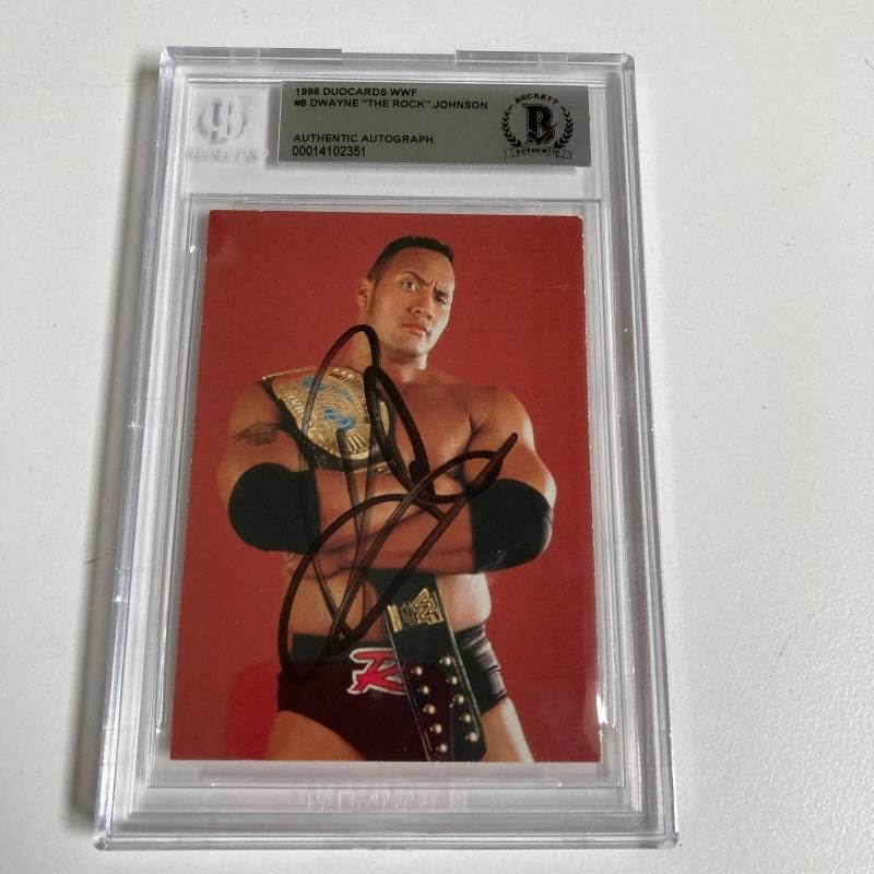 Dwayne Johnson The Rock Signed 1998 Duocards WWF Wrestling Card BGS Authentic: Condition: Ungraded - Excellent: Not in original packaging or professionally graded ,Sport: Wrestling,Country of Origin: United States