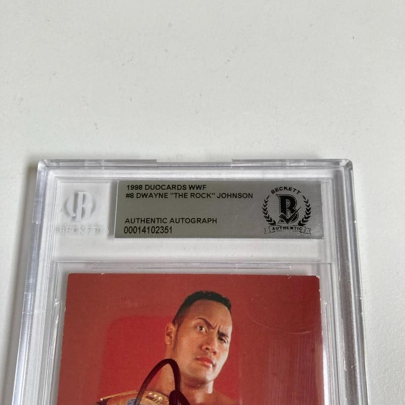 Dwayne Johnson The Rock Signed 1998 Duocards WWF Wrestling Card BGS Authentic - 2