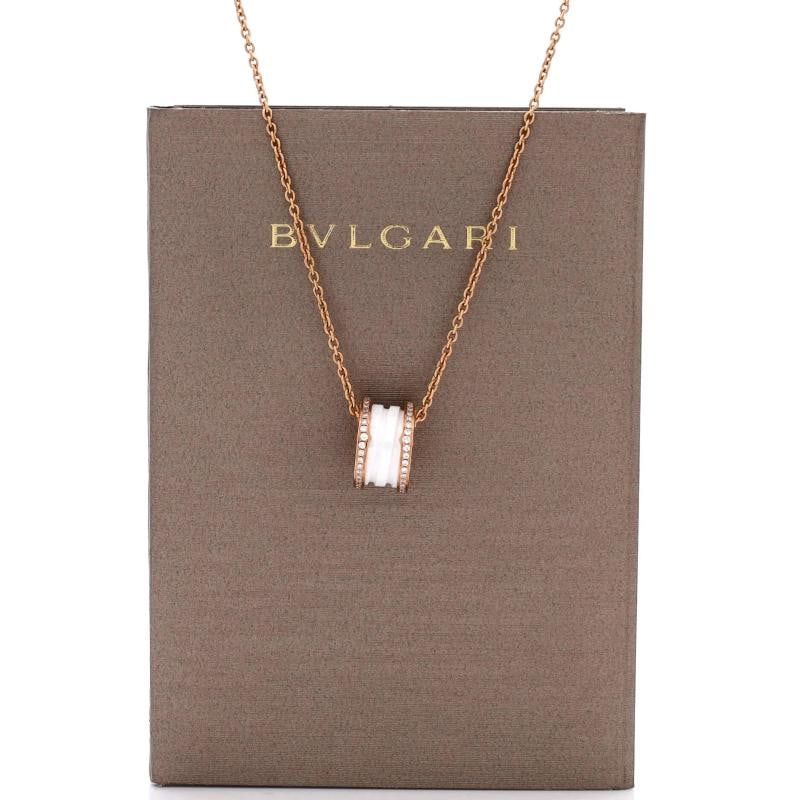 Bvlgari B.Zero1 Pendant Necklace 18K Rose Gold and Ceramic with Diamonds - 2