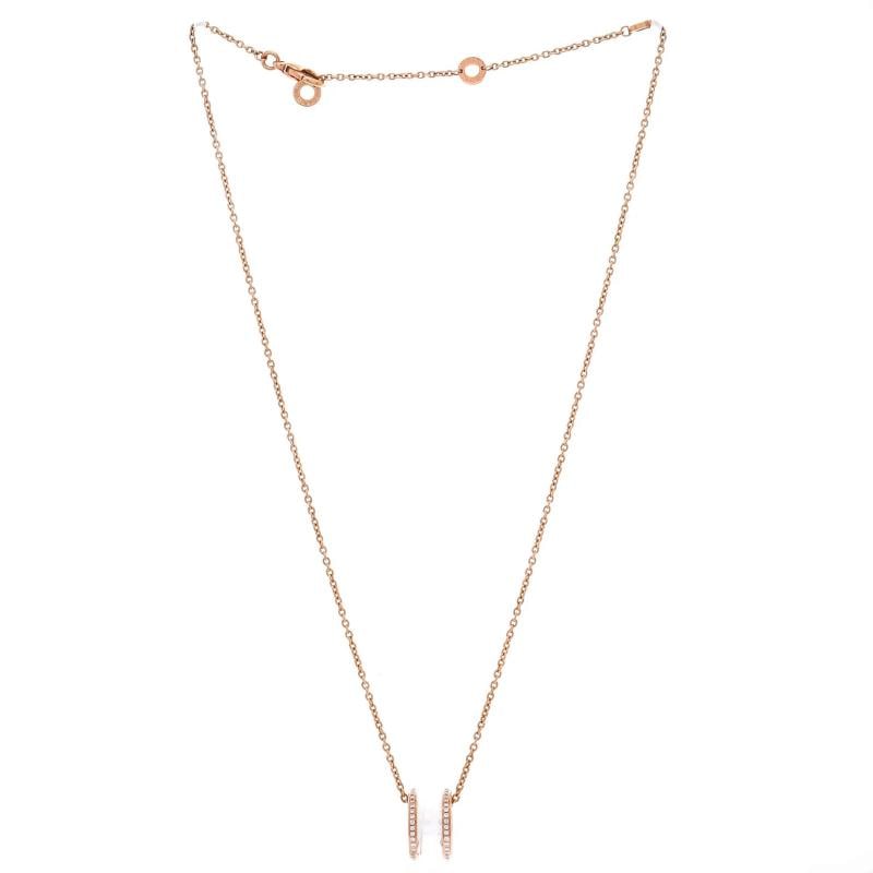 Bvlgari B.Zero1 Pendant Necklace 18K Rose Gold and Ceramic with Diamonds - 3