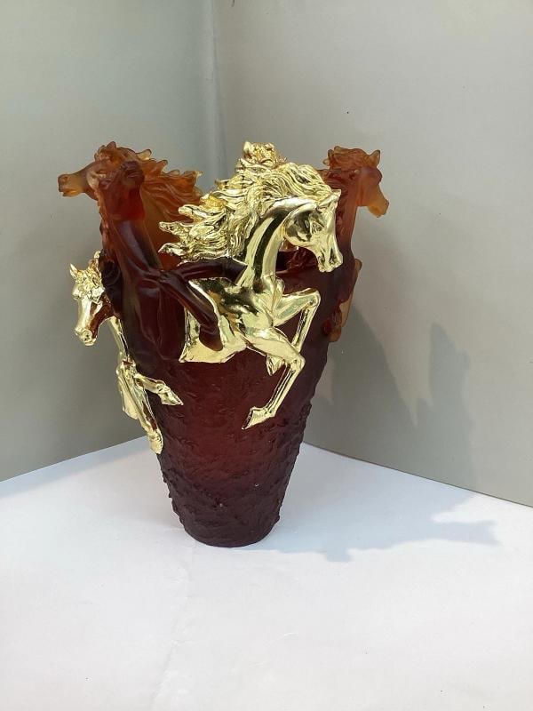Nancy Daum Style Crystal Horse Vase Amber Gold Accent H9Ã¢â‚¬Â: - 10