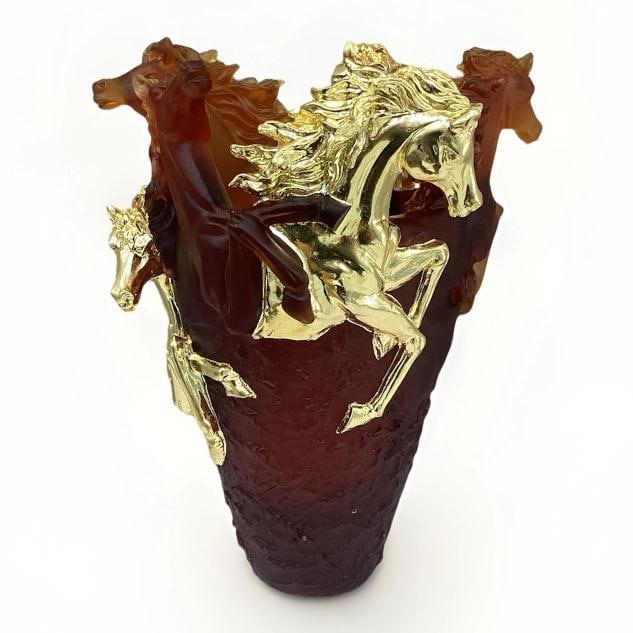 Nancy Daum Style Crystal Horse Vase Amber Gold Accent H9Ã¢â‚¬Â: - 3
