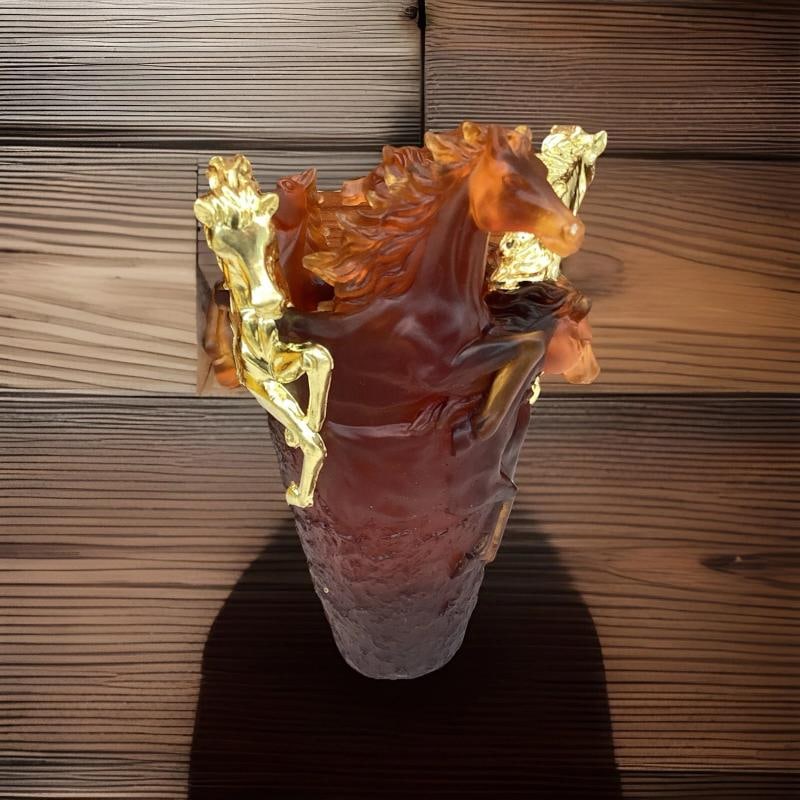 Nancy Daum Style Crystal Horse Vase Amber Gold Accent H9Ã¢â‚¬Â: - 4