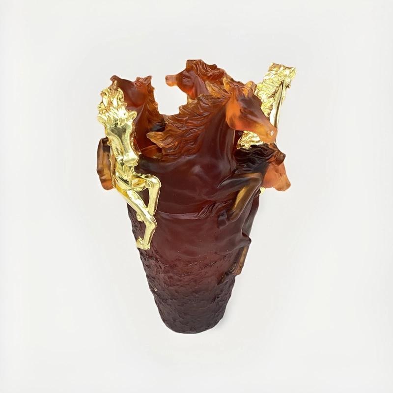 Nancy Daum Style Crystal Horse Vase Amber Gold Accent H9Ã¢â‚¬Â: - 5