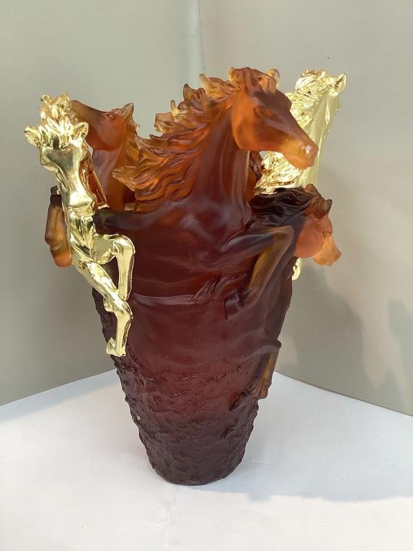 Nancy Daum Style Crystal Horse Vase Amber Gold Accent H9Ã¢â‚¬Â: - 8