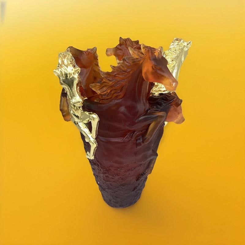 Nancy Daum Style Crystal Horse Vase Amber Gold Accent H9Ã¢â‚¬Â: - 9