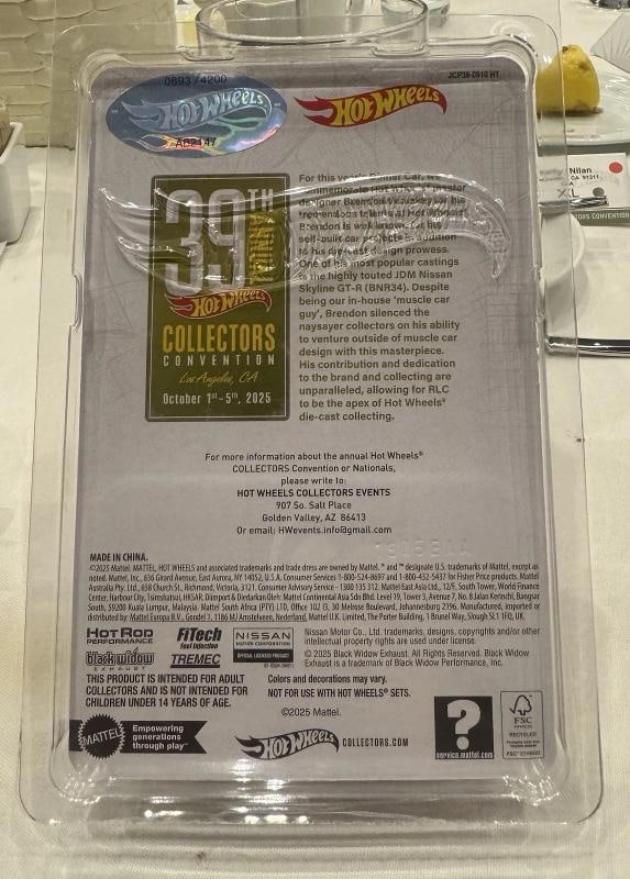 Dinner NISSAN SKYLINE GTR 2025 39th Hot Wheels Newsletter Convention W/ Sticker - 2