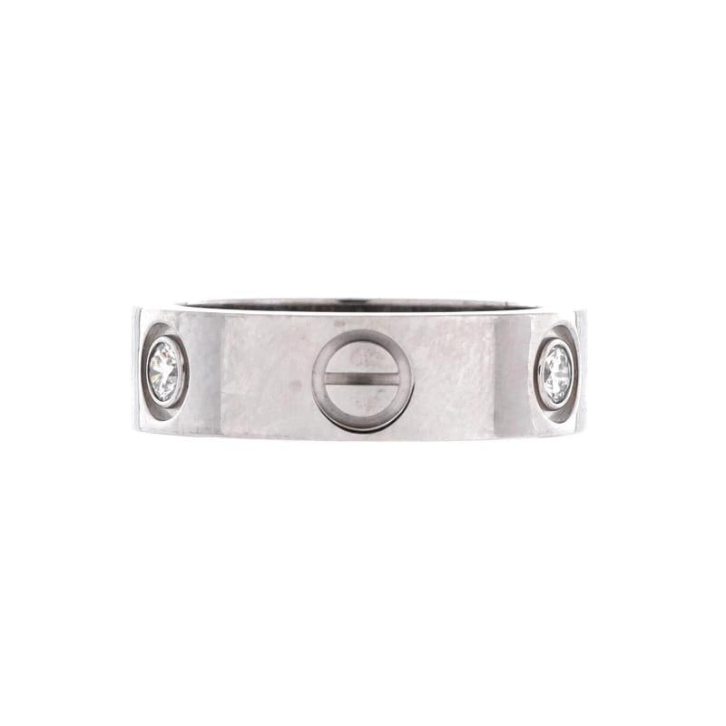 Cartier Love 3 Diamonds Band Ring 18K White Gold with Diamond - 3