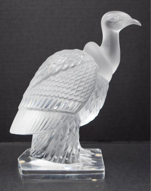 Lalique Large Vulture/Condor Bird Figure - Sculpture: Lalique Large Vulture/Condor Bird Figure - Sculpture. Very good condition. Measures 10 1/4" high by 9" long by 5 1/2" wide.