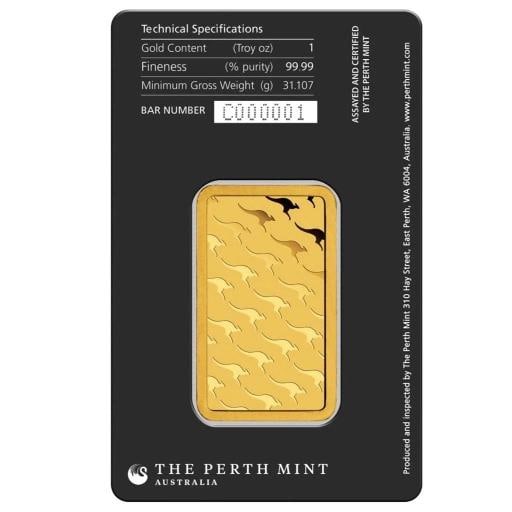 1 oz Perth Mint Gold Bar (In Assay) .9999 Gold Bullion Bar #A741 - 2