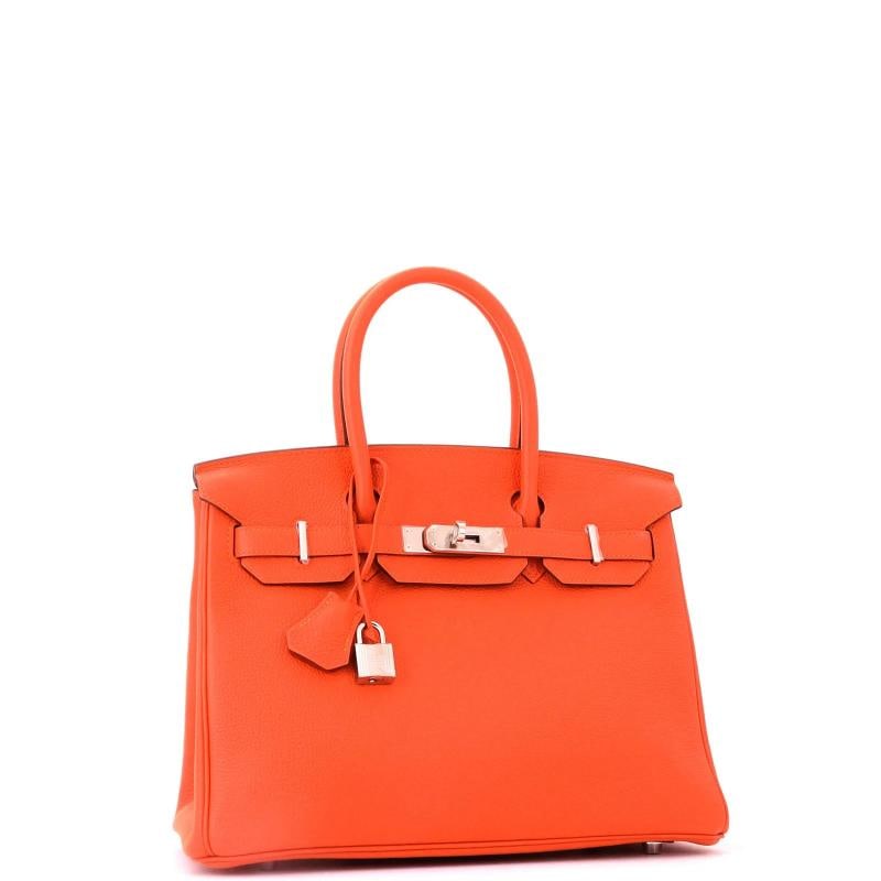 Hermes Birkin Handbag Orange Togo with Palladium Hardware 30 - 3