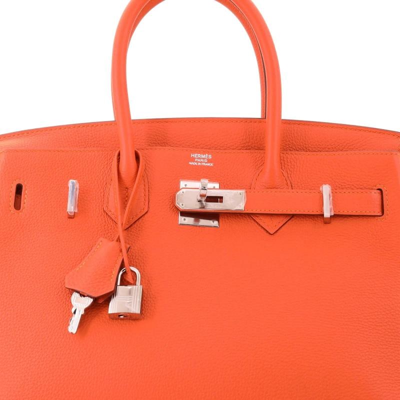 Hermes Birkin Handbag Orange Togo with Palladium Hardware 30 - 6