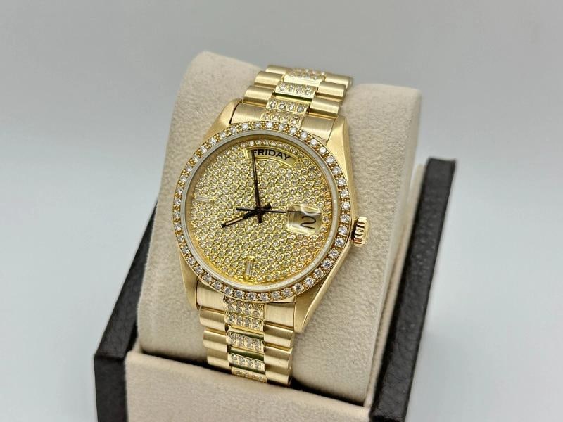 Rolex Day Date President 18038 36mm Diamond Dial Bezel Band 18k Yellow Gold - 2