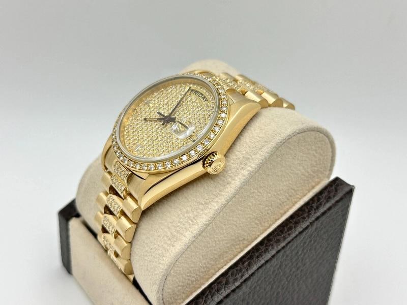 Rolex Day Date President 18038 36mm Diamond Dial Bezel Band 18k Yellow Gold - 3