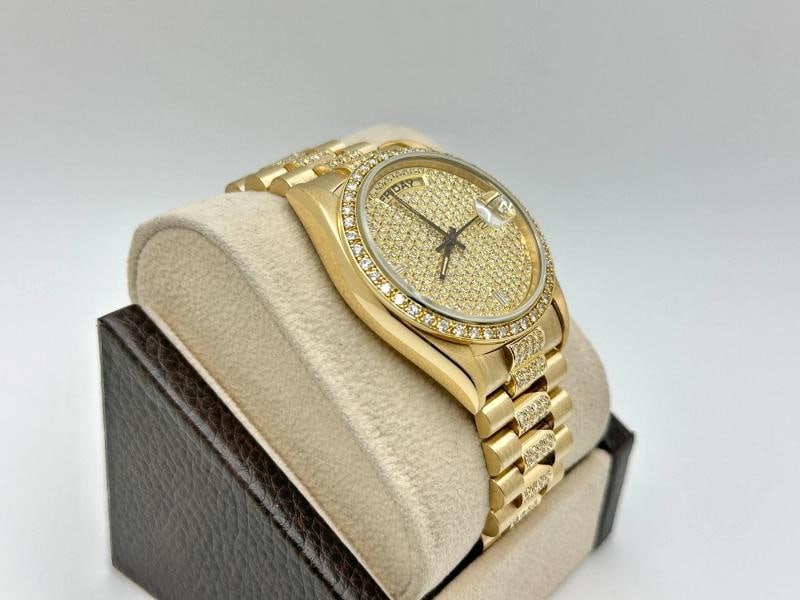 Rolex Day Date President 18038 36mm Diamond Dial Bezel Band 18k Yellow Gold - 4