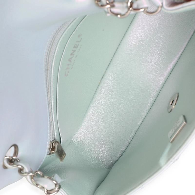 Chanel Blue Iridescent Quilted Goatskin Rectangular Mini Flap - 2
