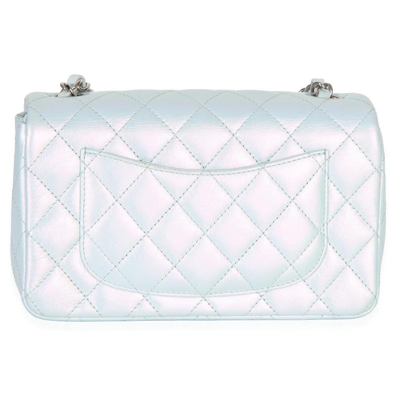 Chanel Blue Iridescent Quilted Goatskin Rectangular Mini Flap - 5