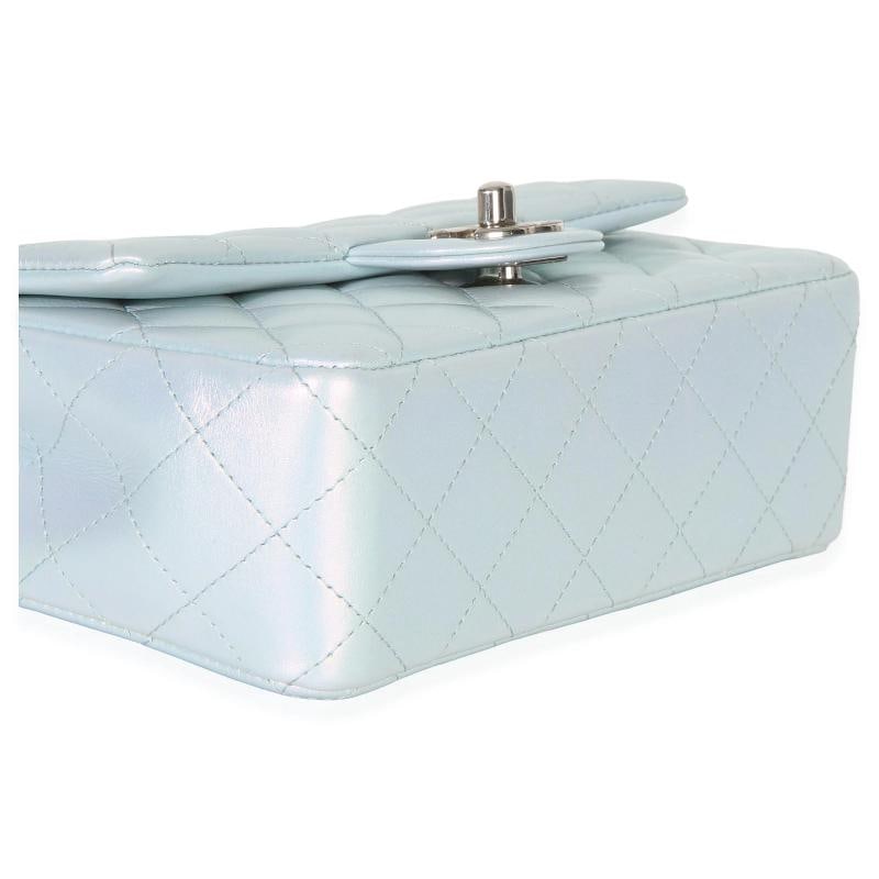 Chanel Blue Iridescent Quilted Goatskin Rectangular Mini Flap - 8